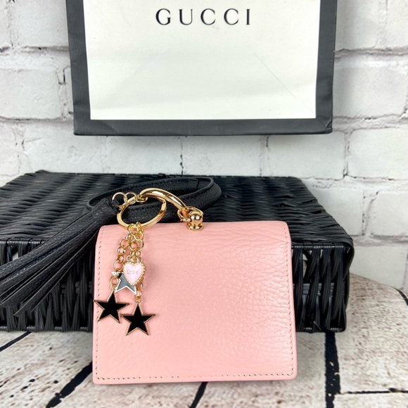 Gucci Marmont pink leather small wallet wristlet keychain - Picture 2 of 15